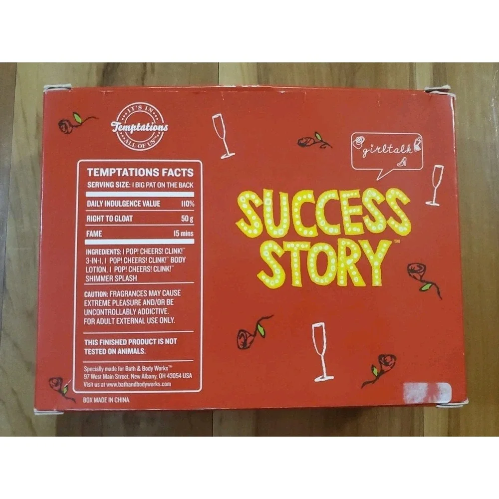 BBW Success Story Pop Cheers Clink 3 in 1 Lotion Shimmer Body Spray Gift Set